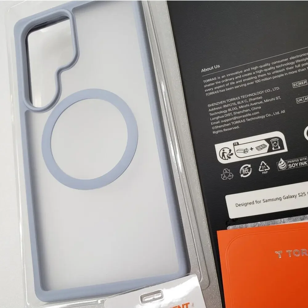 TORRAS Magnetic Case for Samsung Galaxy S25 Ultra - Gray Translucent Cover